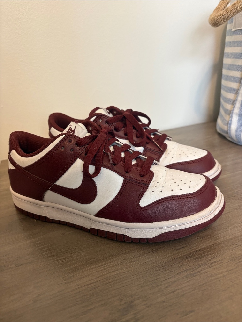 Nike dunk low Kids Maroon and White 7y (women 8.5)